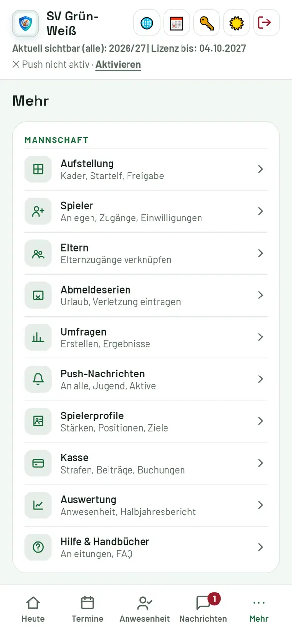 Mehr: alle Bereiche der Mannschaft
