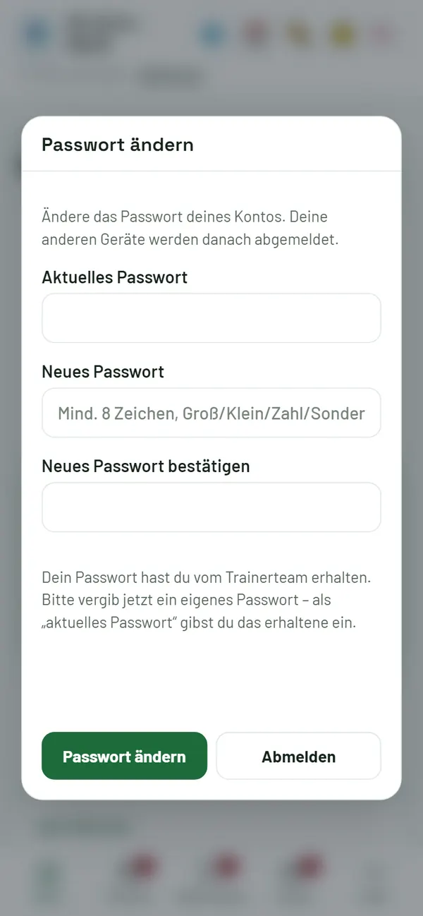 Erstes Anmelden: eigenes Passwort vergeben