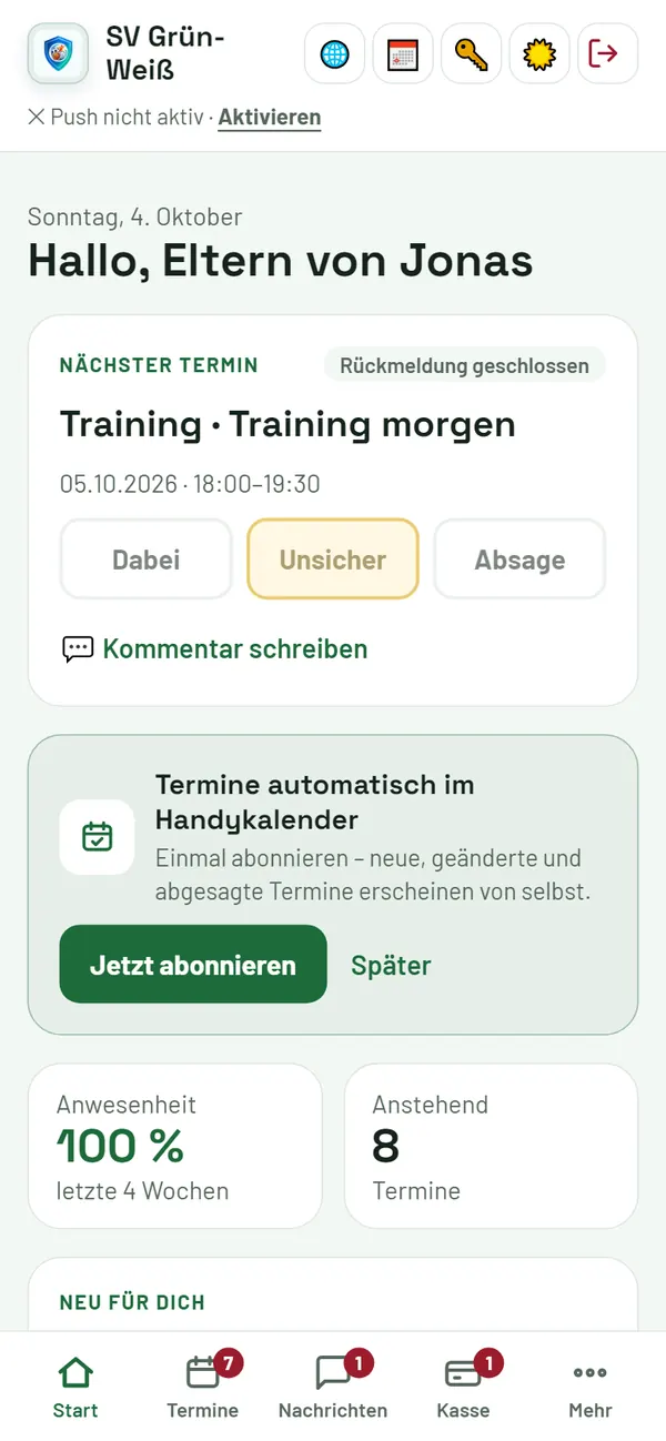 Start: nächster Termin eures Kindes