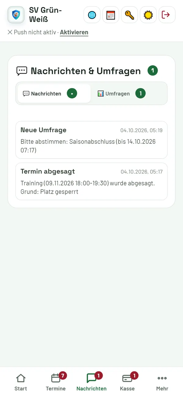 Nachrichten und Umfragen