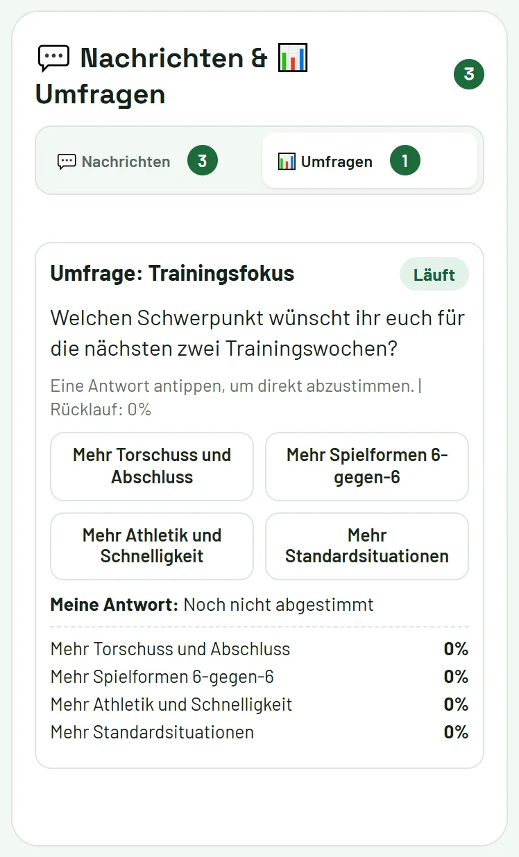 Umfrage in der Spieleransicht
